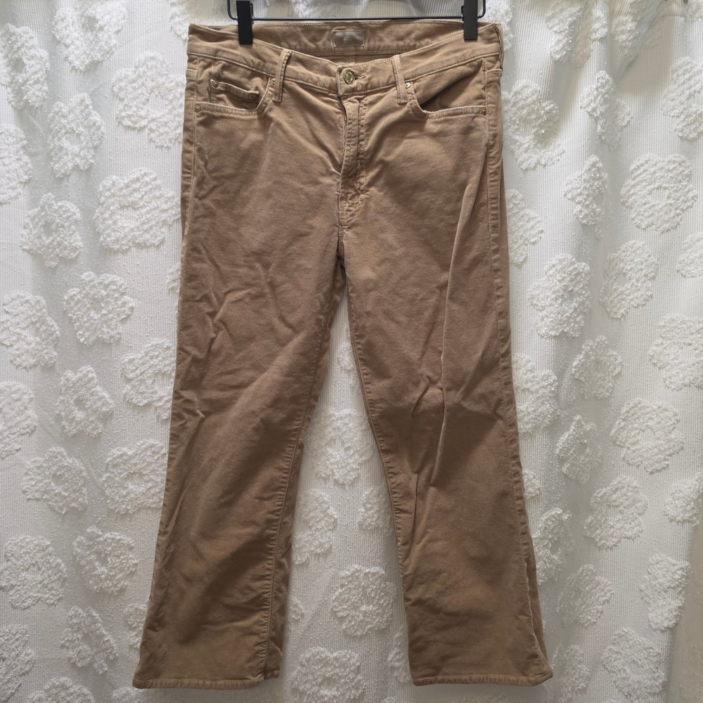Mother The Outsider Crop Corduroy Pants Hopscotch Tan Beige Size 30 Made in USA